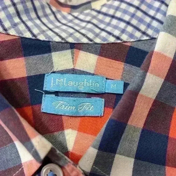 J. McLaughlin Trim Fit Checkered Button-Down Men’s Shirt. Size Medium - Picture 4 of 9